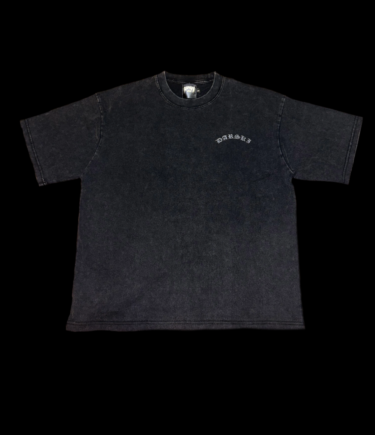 Darski "Ember Heart" Black Acid Wash Oversized T-Shirt
