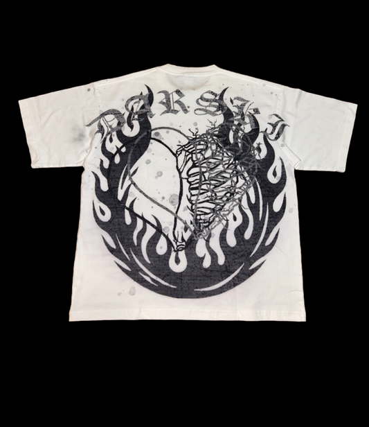 Darski "Ember Heart" White Oversized T-Shirt